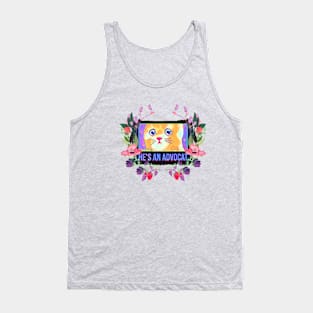 He's an Advocat (cartoon cat in flower wreath) Tank Top